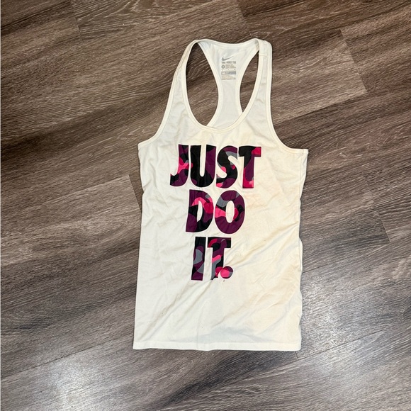 Nike Tops - Nike White Tank Top with Pink and Black Graphic